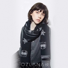 【特惠秒杀】OZLANA 秋冬时髦猫系列 美丽奴100%羊毛围巾 双面双色 国内现货发
