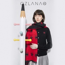 【特惠秒杀】OZLANA 秋冬时髦猫系列 美丽奴100%羊毛围巾 双面双色 国内现货发