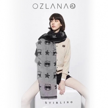 【特惠秒杀】OZLANA 秋冬时髦猫系列 美丽奴100%羊毛围巾 双面双色 国内现货发