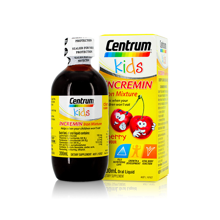 澳洲惠氏Centrum Kids 善存补铁赖氨酸儿童铁元口服液樱桃味 200ml
