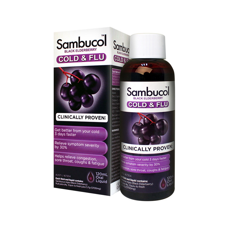 澳洲进口Sambucol黑接骨木小黑果成人感冒糖浆 提高免疫力 120ml