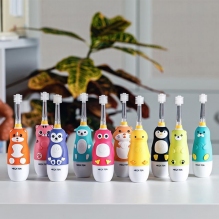 Megaten360度儿童牙刷宝宝婴儿牙刷安全声波电动牙刷柔顺软毛刷