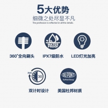 Megaten360度儿童牙刷宝宝婴儿牙刷安全声波电动牙刷柔顺软毛刷