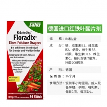 德国Salus红铁片铁元叶酸片女性孕妇补铁维生素随行装84粒/盒