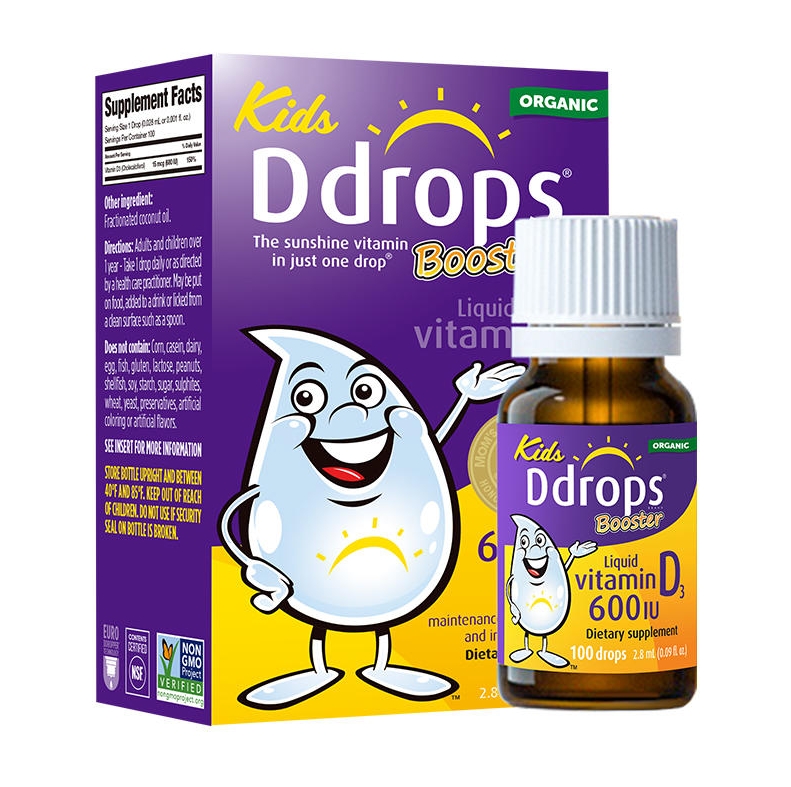 Ddrops紫色液体维生素D3滴剂 600IU 2.8ml 1岁以上
