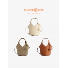 Orange Cube JOY纵情斜纹马赛克拼接手提包