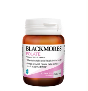 Blackmores 澳佳宝天然叶酸片 孕早期必备 Folate 500mg Folic Acid Vitamin 90粒